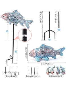 Estatuas de Jardín Koi 4 Piezas Lovely Ran Bronce 26.67 cm 2