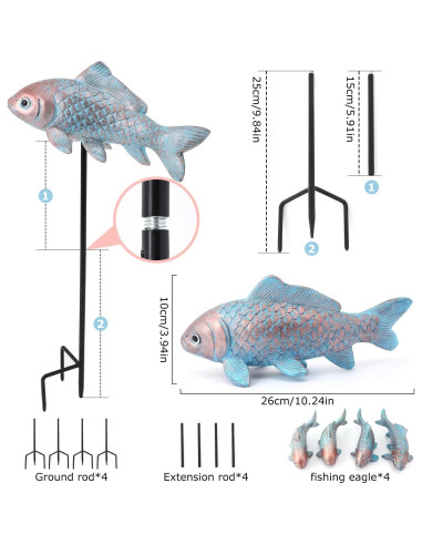 Estatuas de Jardín Koi 4 Piezas Lovely Ran Bronce 26.67 cm