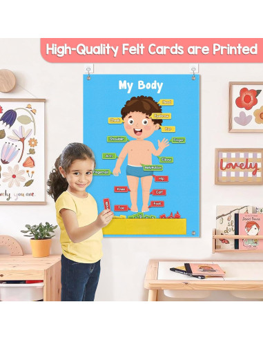 Tablero de Fieltro Cuerpo Humano AKAYOK 36 Piezas Educativo