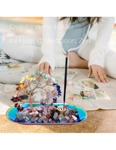 Soporte de Incienso de Cristal YIENENG Árbol Colorido 249g