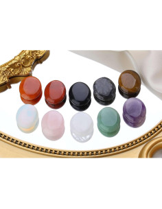 Juego de 10 Piedras de Sanación Ovaladas LAIDANLA - Amatista, Cuarzo Rosa, Obsidiana y más 2