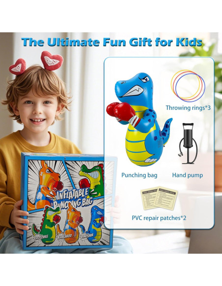 Saco de Boxeo Inflable Dinosaurio FloVogue 119 cm para Niños Saco de Boxeo Inflable Dinosaurio FloVogue 119 cm para Niños