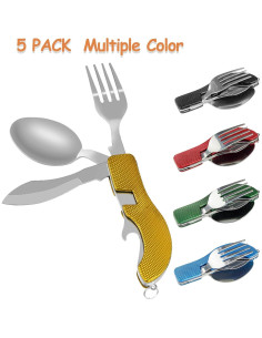 5 Utensilios de Camping EZYoutdoor - Acero Inoxidable Plegable 2