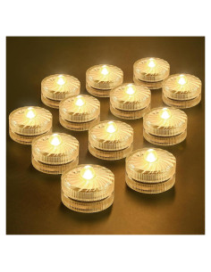 Luces LED Sumergibles HL 12pcs Blancas Cálidas a Prueba de Agua