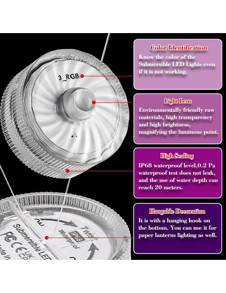 Luces LED Sumergibles HL 12pcs Blancas Cálidas a Prueba de Agua