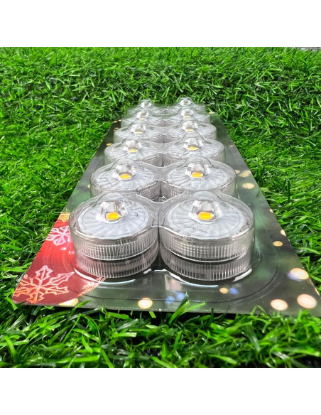 Luces LED Sumergibles HL 12pcs Blancas Cálidas a Prueba de Agua