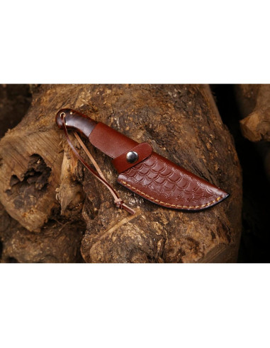 Cuchillo de Caza Damasco Genérico 20.96 cm Mango Hueso y Palisandro