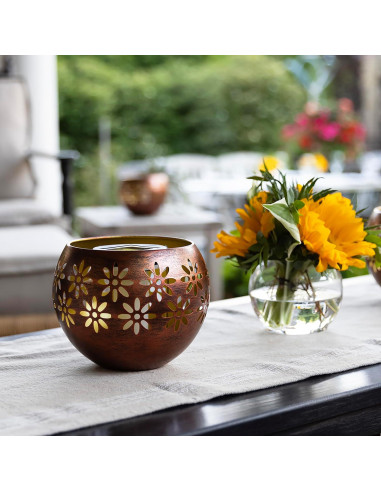 Luz Solar Decorativa de Metal 2-Pack Tazones de Fuego 5.4"