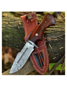 Cuchillo de Caza Damasco FAIQENTERPRICE 25.4 cm Mango Madera
