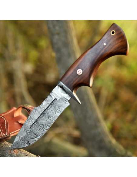 Cuchillo de Caza Damasco FAIQENTERPRICE 25.4 cm Mango Madera