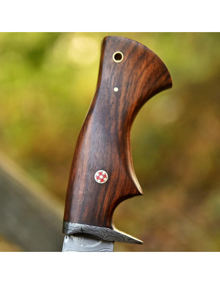 Cuchillo de Caza Damasco FAIQENTERPRICE 25.4 cm Mango Madera