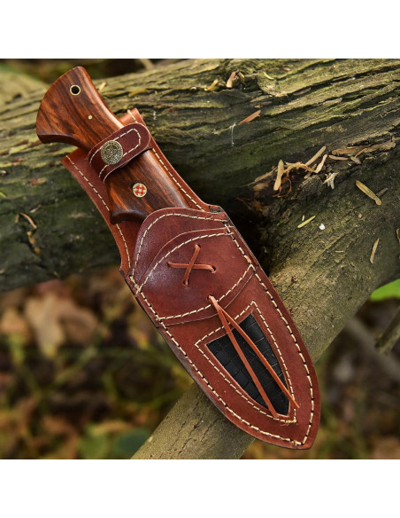 Cuchillo de Caza Damasco FAIQENTERPRICE 25.4 cm Mango Madera