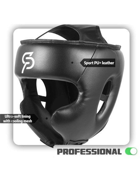 Casco de Boxeo SAEEPABUL para Adultos y Niños - Negro