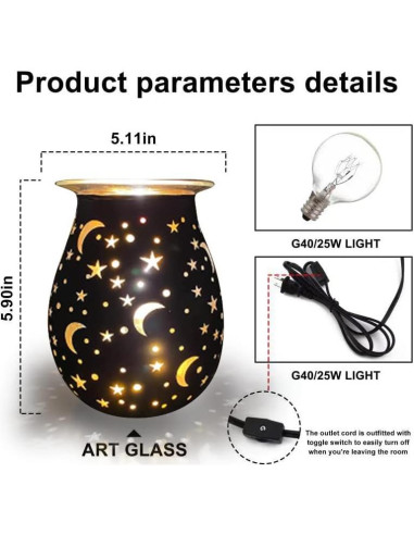 Calentador de cera aromática WNP negro eléctrico 3D