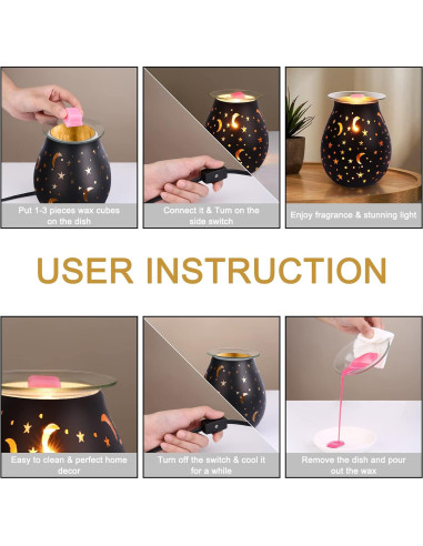 Calentador de cera aromática WNP negro eléctrico 3D