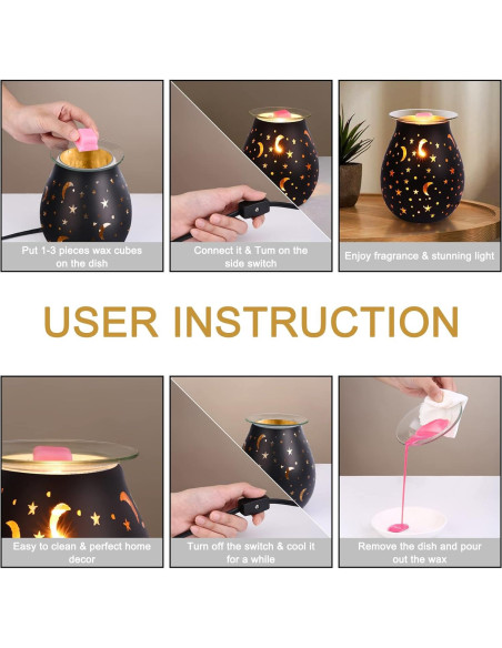 Calentador de cera aromática WNP negro eléctrico 3D