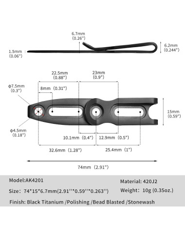 Clip de bolsillo TONIFE AK4201 para cuchillos y herramientas
