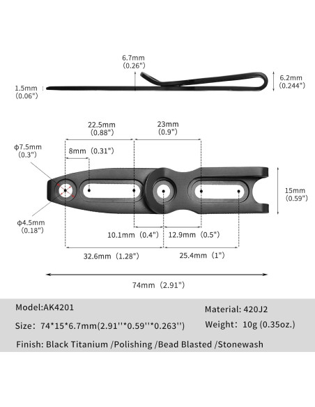 Clip de bolsillo TONIFE AK4201 para cuchillos y herramientas
