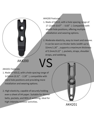 Clip de bolsillo TONIFE AK4201 para cuchillos y herramientas