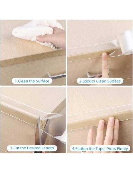 Cinta Protectora de Bordes MILEQEE 4.0cm x 1.0m Transparente