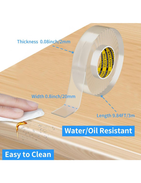 Cinta Protectora de Bordes MILEQEE 2cm x 3m Transparente