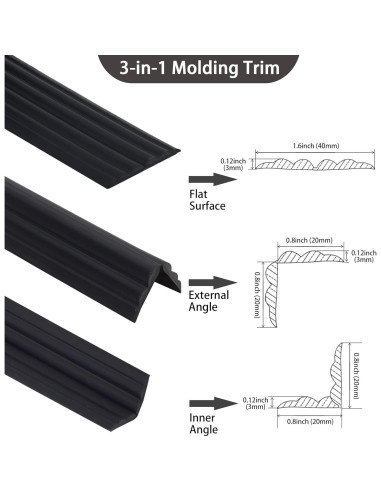 Protectores de Esquinas Coengwui 5m x 4cm Negro PVC