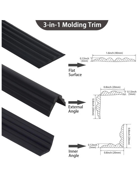 Protectores de Esquinas Coengwui 5m x 4cm Negro PVC