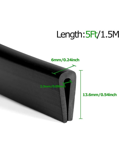 Bisel de Goma Negro Tintvent 5 pies PVC Protector de Bordes