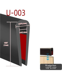 Bisel de Goma Autoadhesivo U Jinlanonly 20 pies EPDM Negro 2