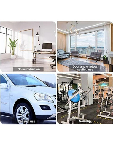 Bisel de Goma Autoadhesivo U Jinlanonly 20 pies EPDM Negro