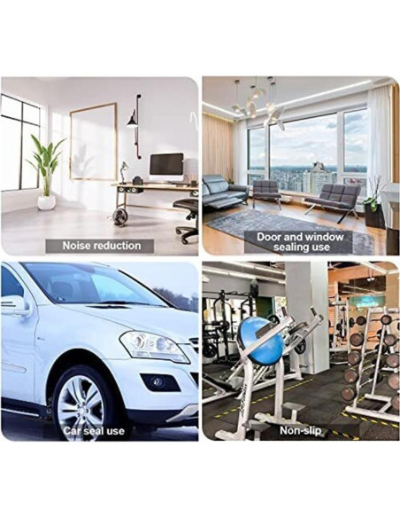 Bisel de Goma Autoadhesivo U Jinlanonly 20 pies EPDM Negro