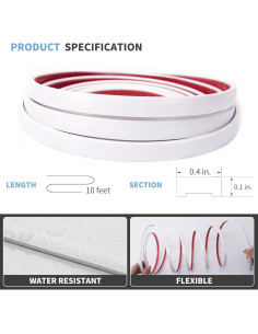 Moldura de Vinilo Flexible Autoadhesiva Art3d 3m Blanco 2