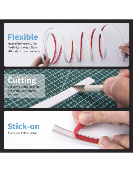 Moldura de Vinilo Flexible Autoadhesiva Art3d 3m Blanco