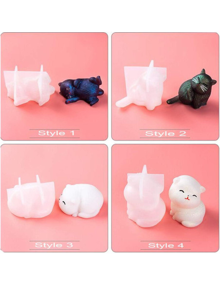 Molde de Silicona para Gato iSuperb - 4 Piezas DIY Joyería