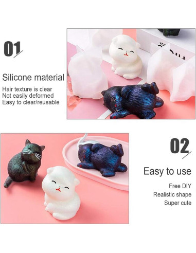 Molde de Silicona para Gato iSuperb - 4 Piezas DIY Joyería