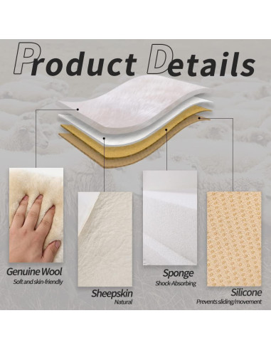 Cojín de Asiento de Piel de Oveja LLB 48.8x48.8cm Negro