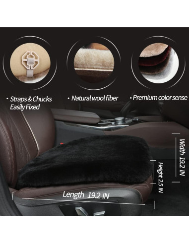 Cojín de Asiento de Piel de Oveja LLB 48.8x48.8cm Negro