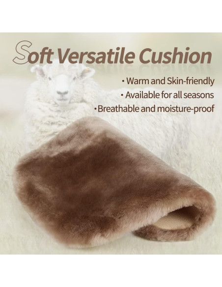 Cojín de Asiento de Piel de Oveja LLB 48.8x48.8cm Negro