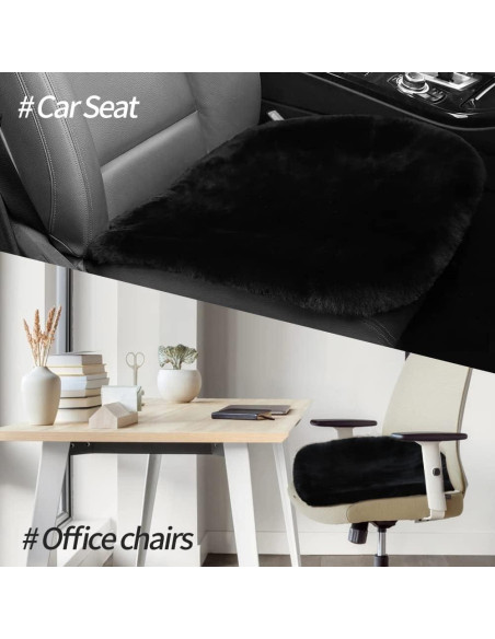 Cojín de Asiento de Piel de Oveja LLB 48.8x48.8cm Negro