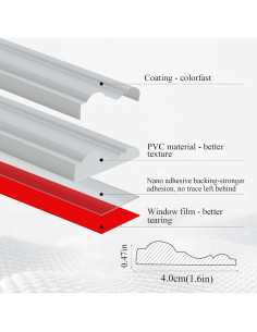 Moldura Autoadhesiva Flexible PVC Yu Huan 3.05m x 4.06cm Blanca 2