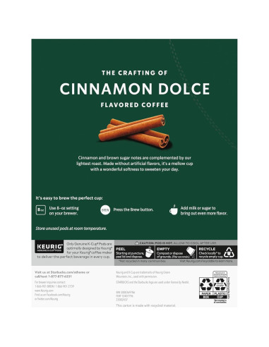 Cápsulas de café Starbucks Canela Dolce 22 unidades K-Cup