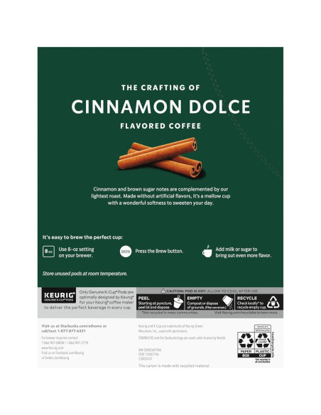 Cápsulas de café Starbucks Canela Dolce 22 unidades K-Cup