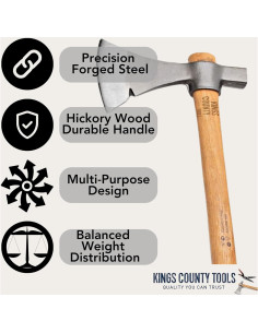 Hacha Tomahawk Kings County 20.32 cm Acero Carbono Nogal 2