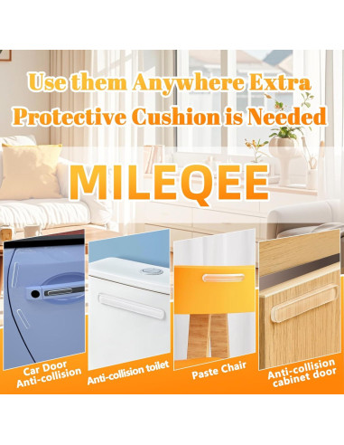 10 Tiras Protectores Transparentes MILEQEE para Puertas y Muebles