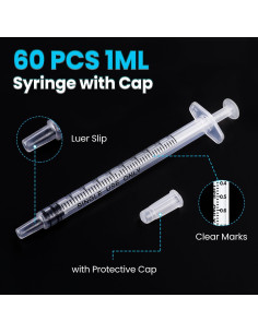 60 Jeringas de 1ml con Tapa TENKAIWICK para Medicamentos 2