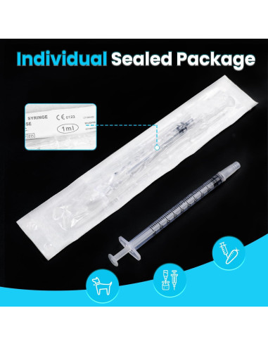 60 Jeringas de 1ml con Tapa TENKAIWICK para Medicamentos