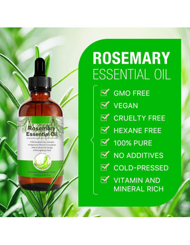 Aceite de Romero Puro 120 ml - Crecimiento Cabello y Piel