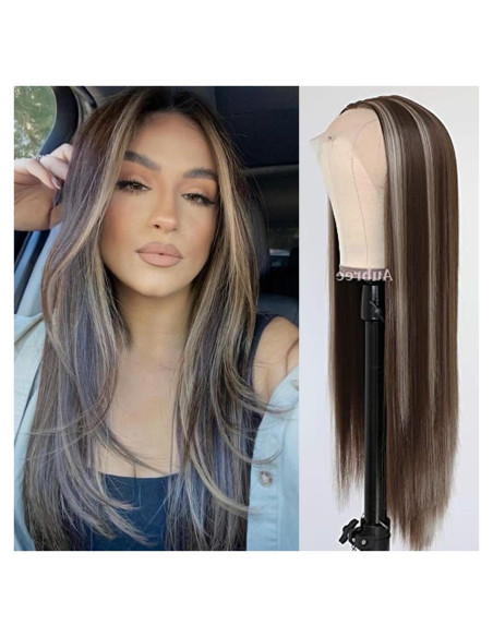 Peluca Sintética Rubia Destacada Aubree 20 Pulgadas 13x3