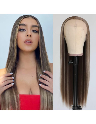 Peluca Sintética Rubia Destacada Aubree 20 Pulgadas 13x3