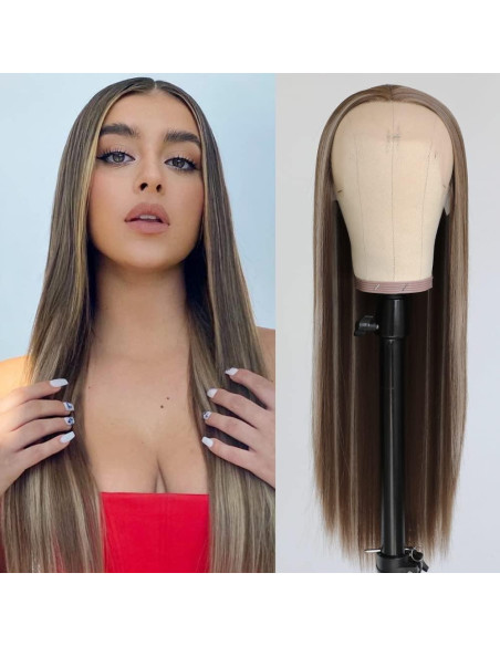 Peluca Sintética Rubia Destacada Aubree 20 Pulgadas 13x3